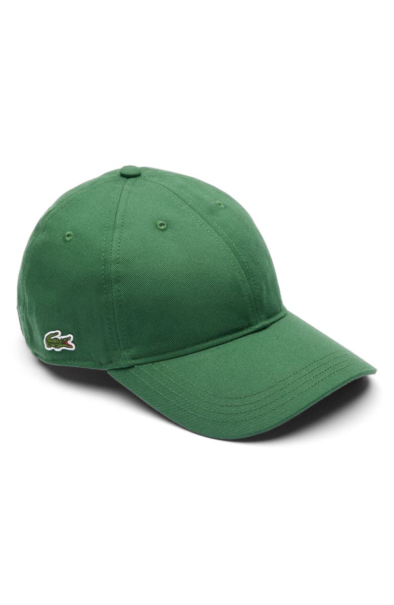 Lacoste Essential Cotton Twill Baseball Cap, Main, color, Green