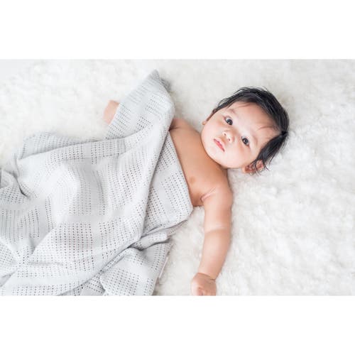 Lulujo Knitted Cellular Blanket In Grey