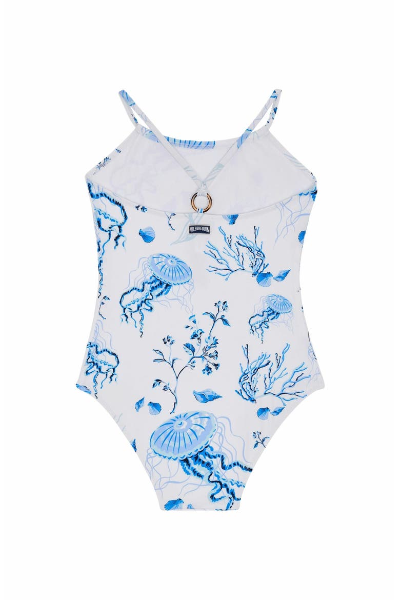Kids' Medusa and Shells One-Piece Swimsuit, Alternate, color, BLANC