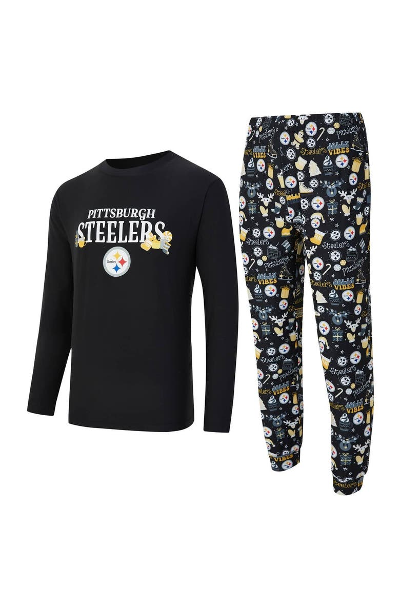 CONCEPTS SPORT Men's Concepts Sport  Black Pittsburgh Steelers Chestnut Long Sleeve Top & Pants Set, Main, color, 