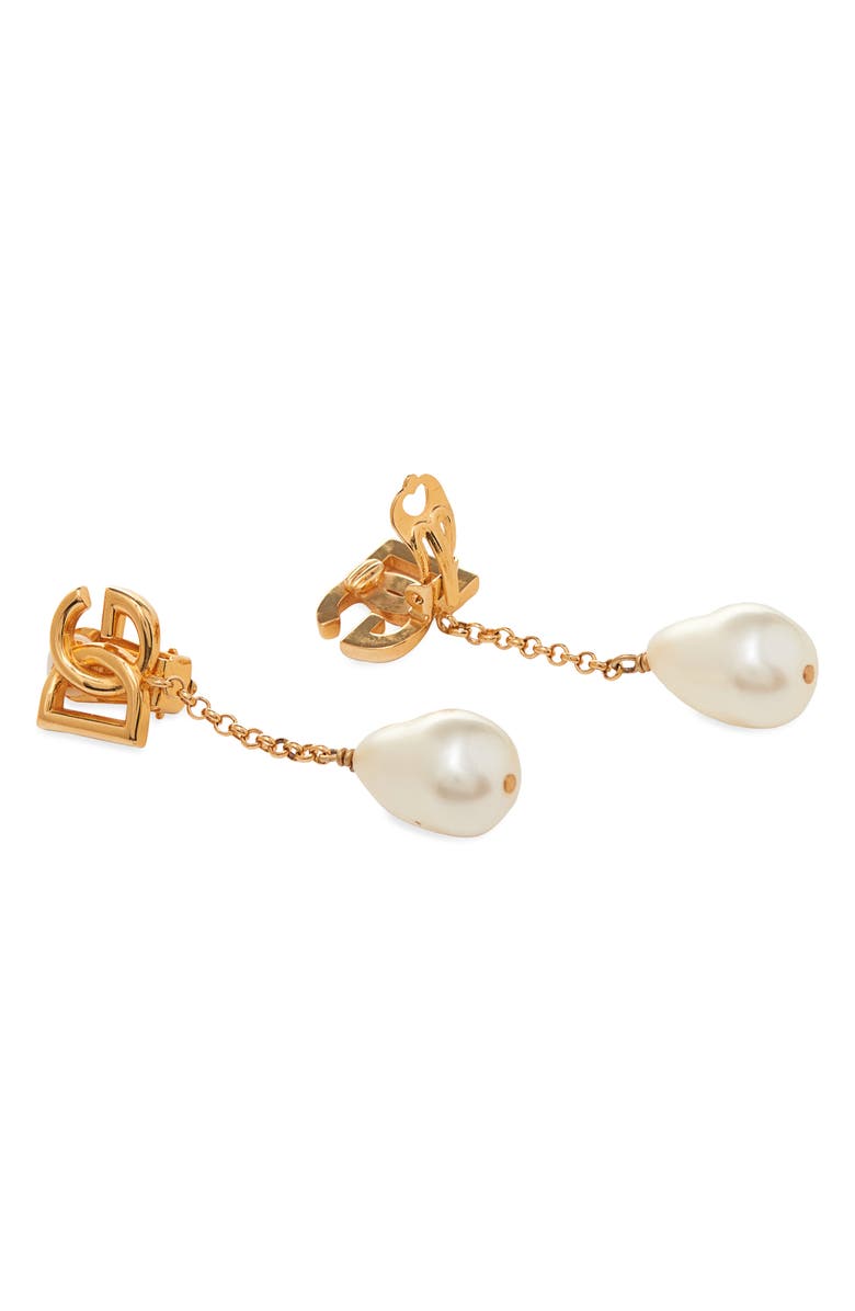 Dolce&Gabbana DG Logo Imitation Pearl Clip-On Earrings, Alternate, color, 