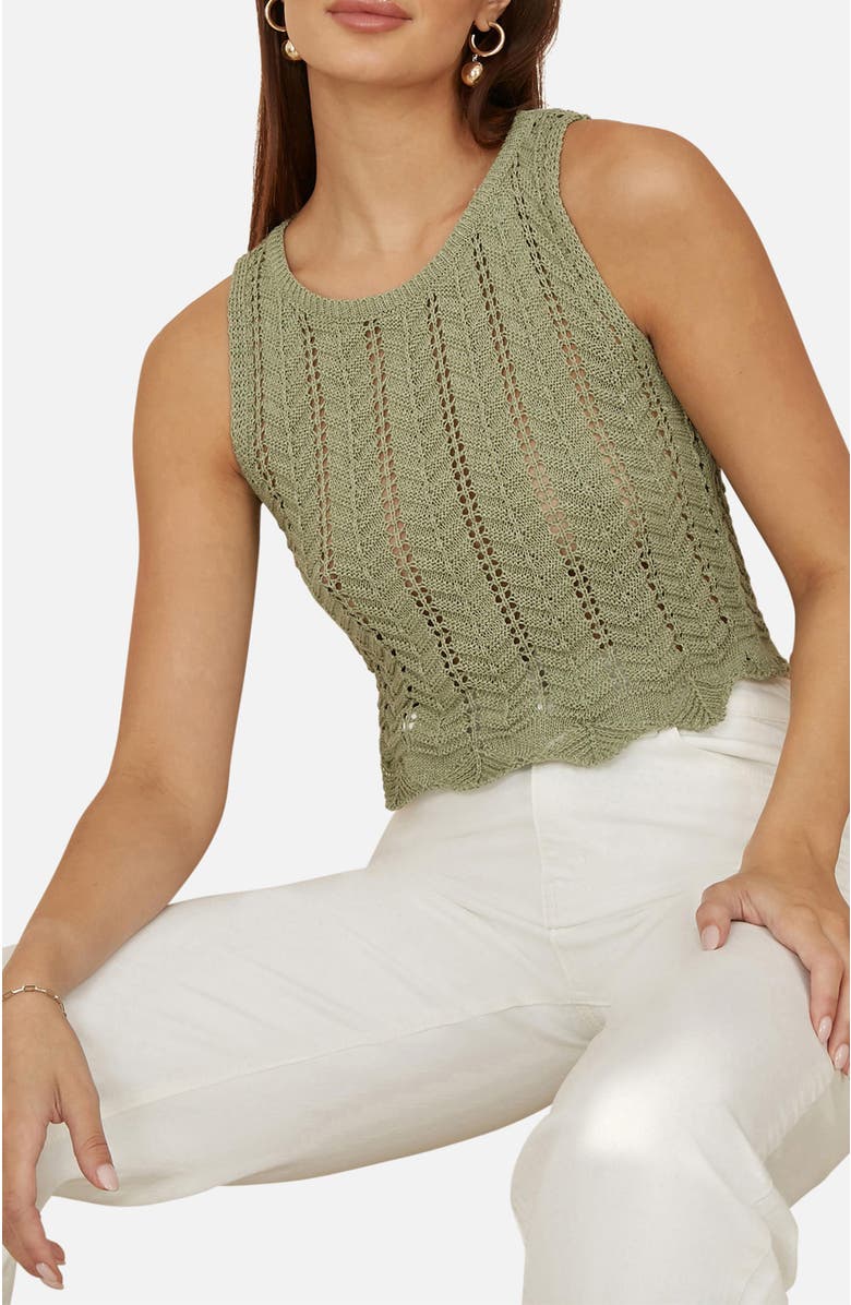 Yumi Crochet Knitted Tank Top, Alternate, color, Sage Green