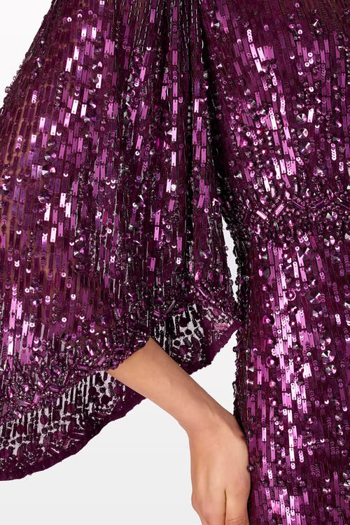 Jenny Packham Ines Sequin-embellished Maxi Dress In Purple