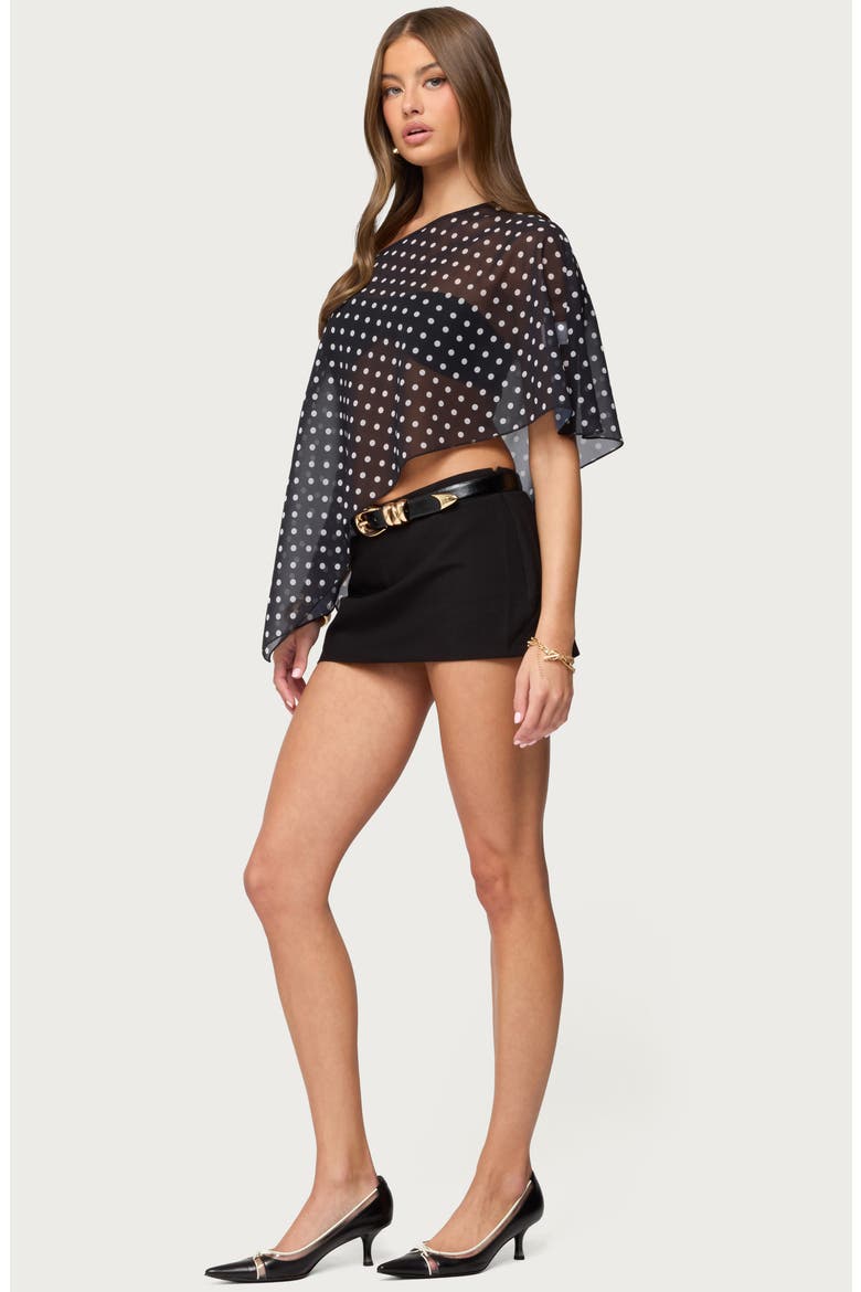 Asymmetric Polka Dot Chiffon Poncho, Alternate, color, BLACK-AND-WHITE