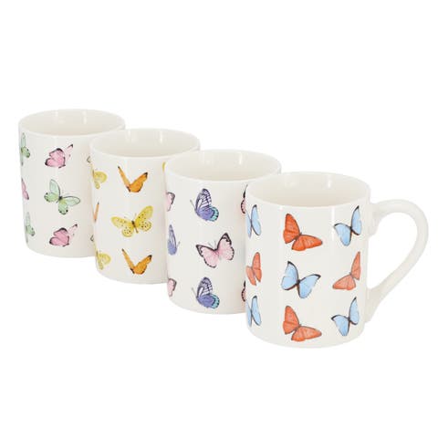 Butterfly Wings 4 Piece 18 Ounce Stoneware Mug Set