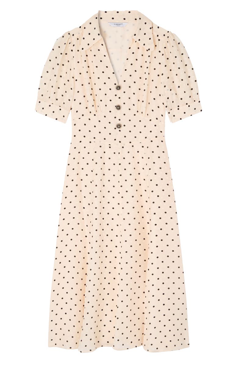 LK Bennett Sophie Polka Dot Dress, Alternate, color, Cream
