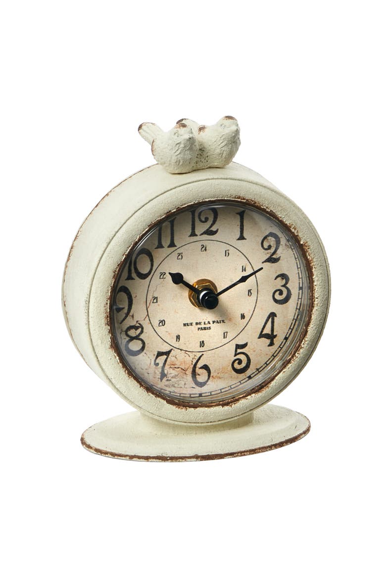 Decorative Mantel Clock with Bird, Main, color, Cream
