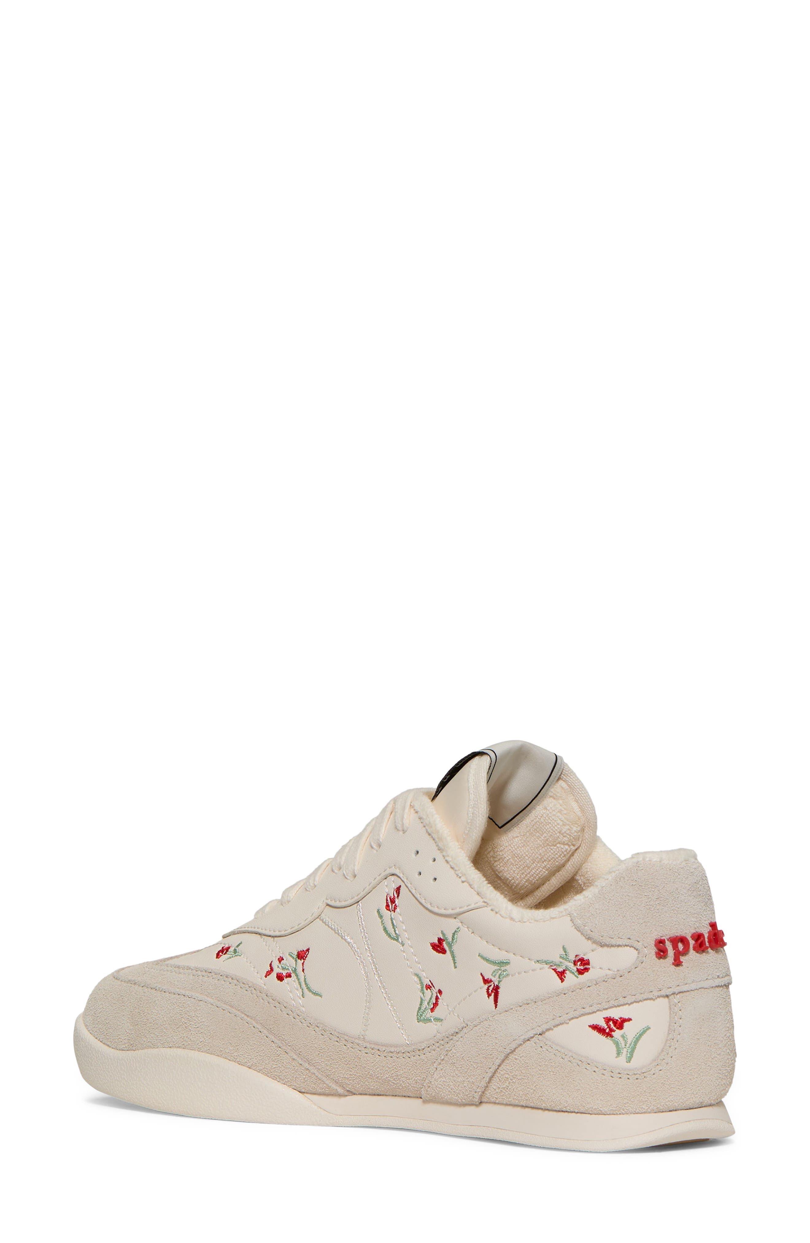 Kate Spade New York floral embroidered sneaker, Alternate, color, Cream/ Barberry