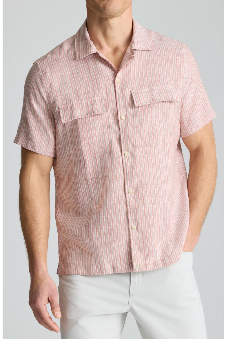 Wrinkle Resistant Linen Camp Shirt, Main, color, TAN