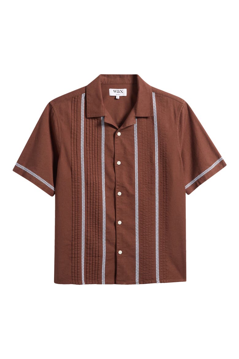 Didcot Pintuck Stripe Camp Shirt, Alternate, color, BROWN / BLUE