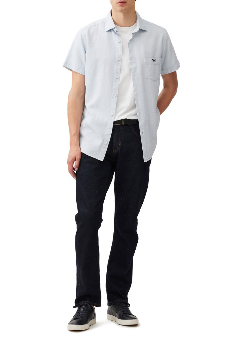 Airtex Short Sleeve Cotton Button-Up Shirt, Alternate, color, SKY