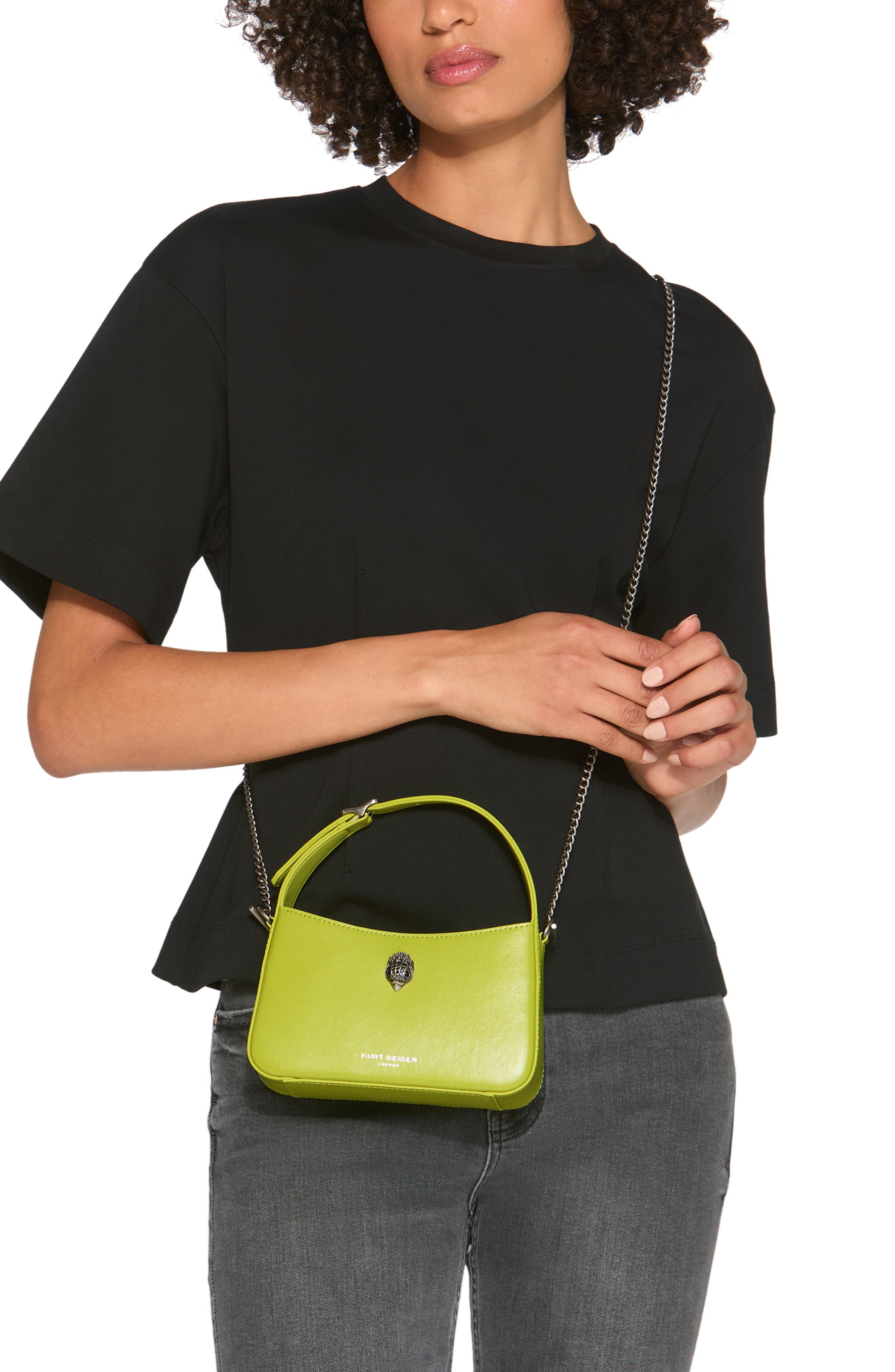 Kurt Geiger London Mini Bond Leather Top Handle Bag, Alternate, color, Bright Green