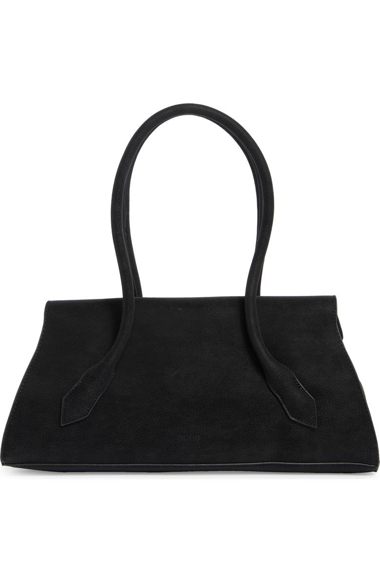 BCBG Pointed Flap Faux Leather Shoulder Bag, Alternate, color, Black