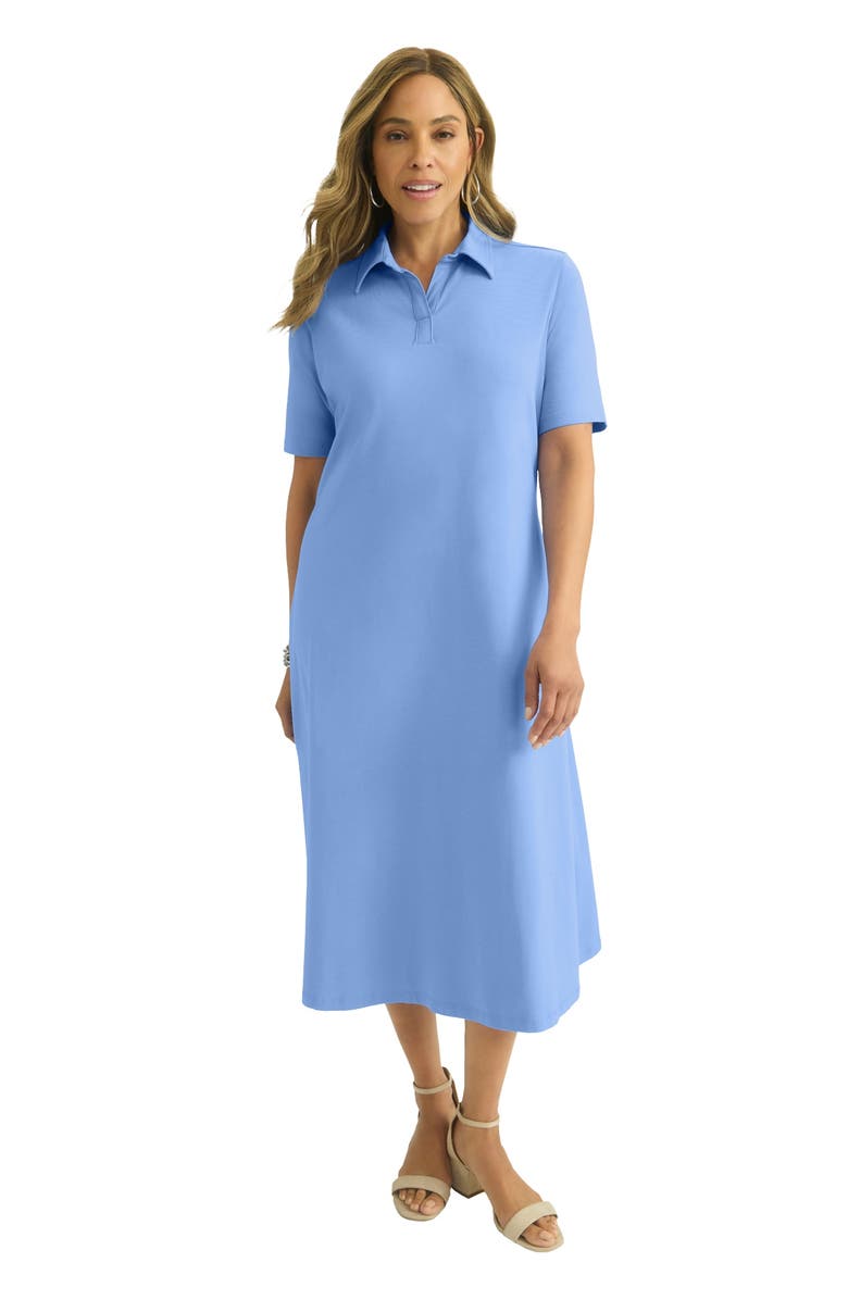 Jessica London Notch Neck Midi Dress, Main, color, French Blue