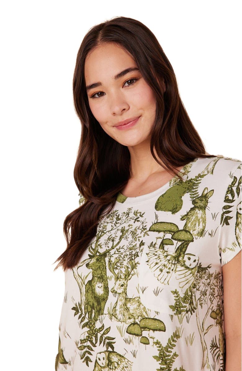 The Cat's Pajamas Pima Knit Short-Sleeved Sleep Shirt, Alternate, color, Woodside