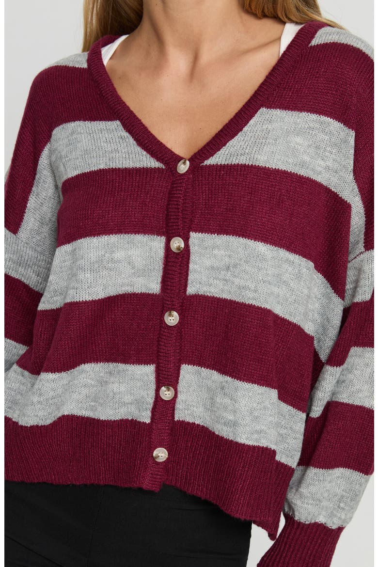Devvon V-Neck Stripe Cardigan, Alternate, color, MULTI