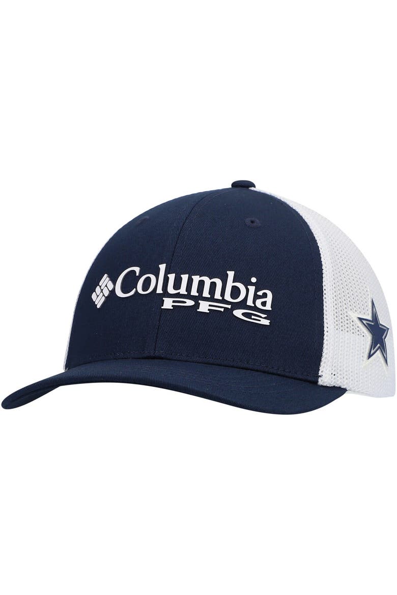 Youth Columbia Navy Dallas Cowboys PFG Mesh Snapback Hat, Main, color, Navy