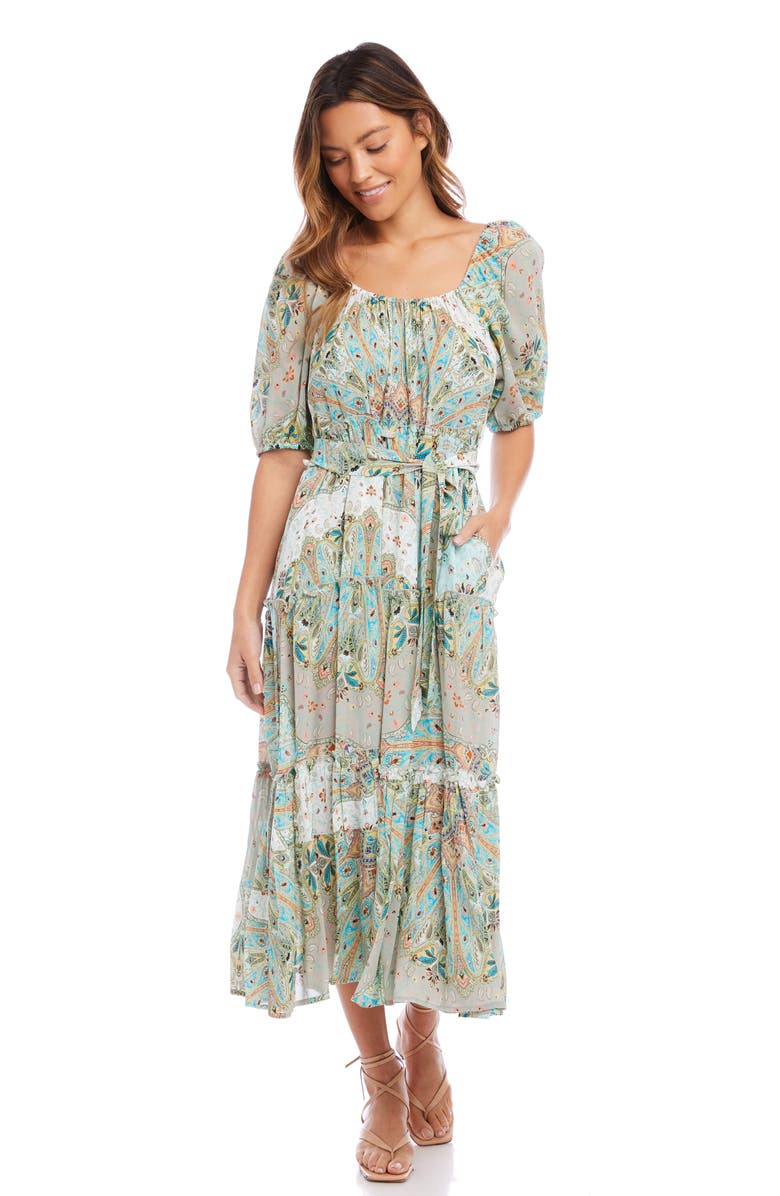 FIFTEEN TWENTY Paisley Belted Midi Dress, Alternate, color,