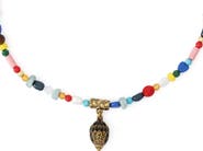 Kurt Geiger London Pavé Eagle Head Beaded Pendant Necklace