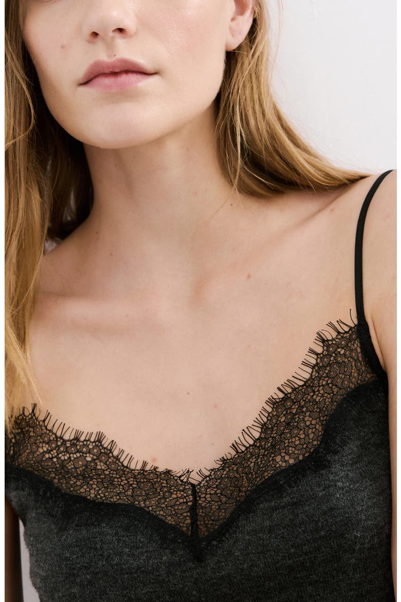 Lace Trim Camisole, Alternate, color, DARK HEATHER GREY