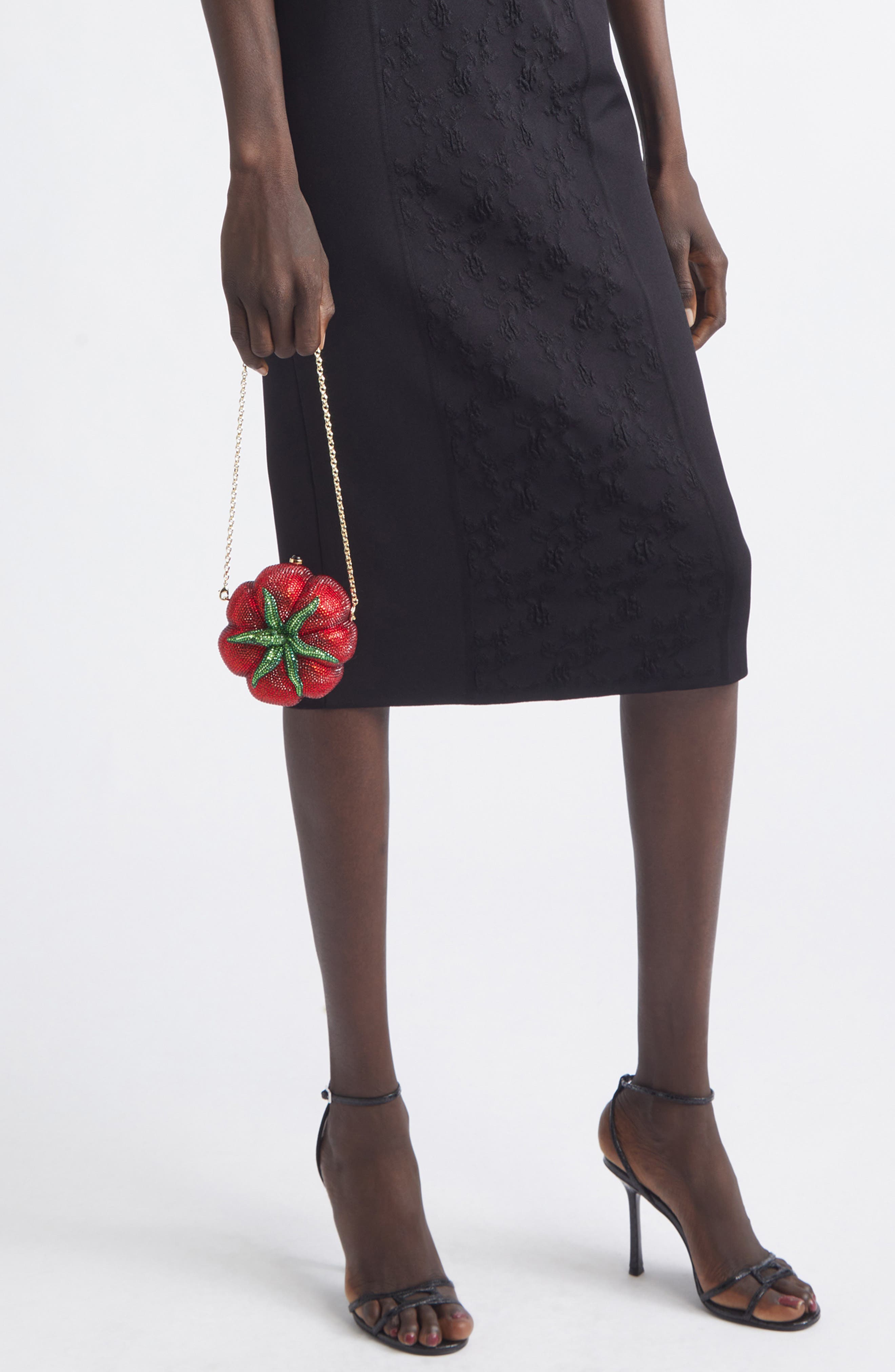 Tomato Pomodoro Crystal Embellished Clutch, Alternate, color, CHAMPAGNE LIGHT SIAM MULTI