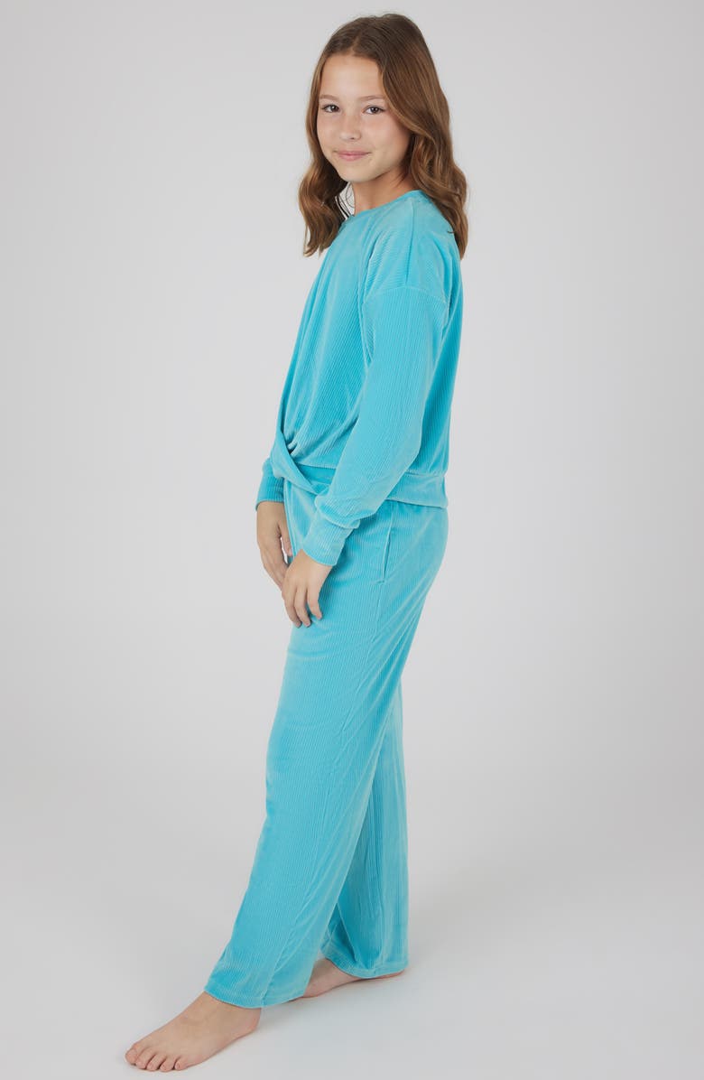 YOGALICIOUS Kids' Rib Velour Sweatshirt & Sweatpants, Alternate, color, Aquarelle