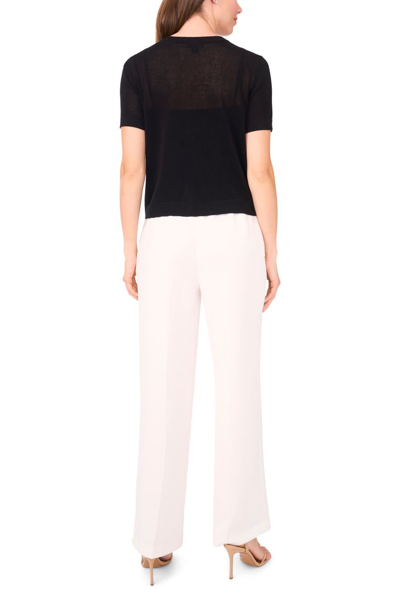 Short Sleeve Button-Up Sweater, Alternate, color, RICH BLACK