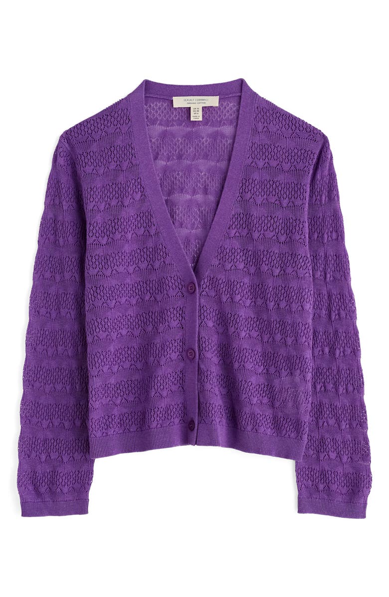 Seasalt Cornwall Sweet Day Pointelle Organic Cotton Cardigan, Alternate, color, Knit Melange Pansy