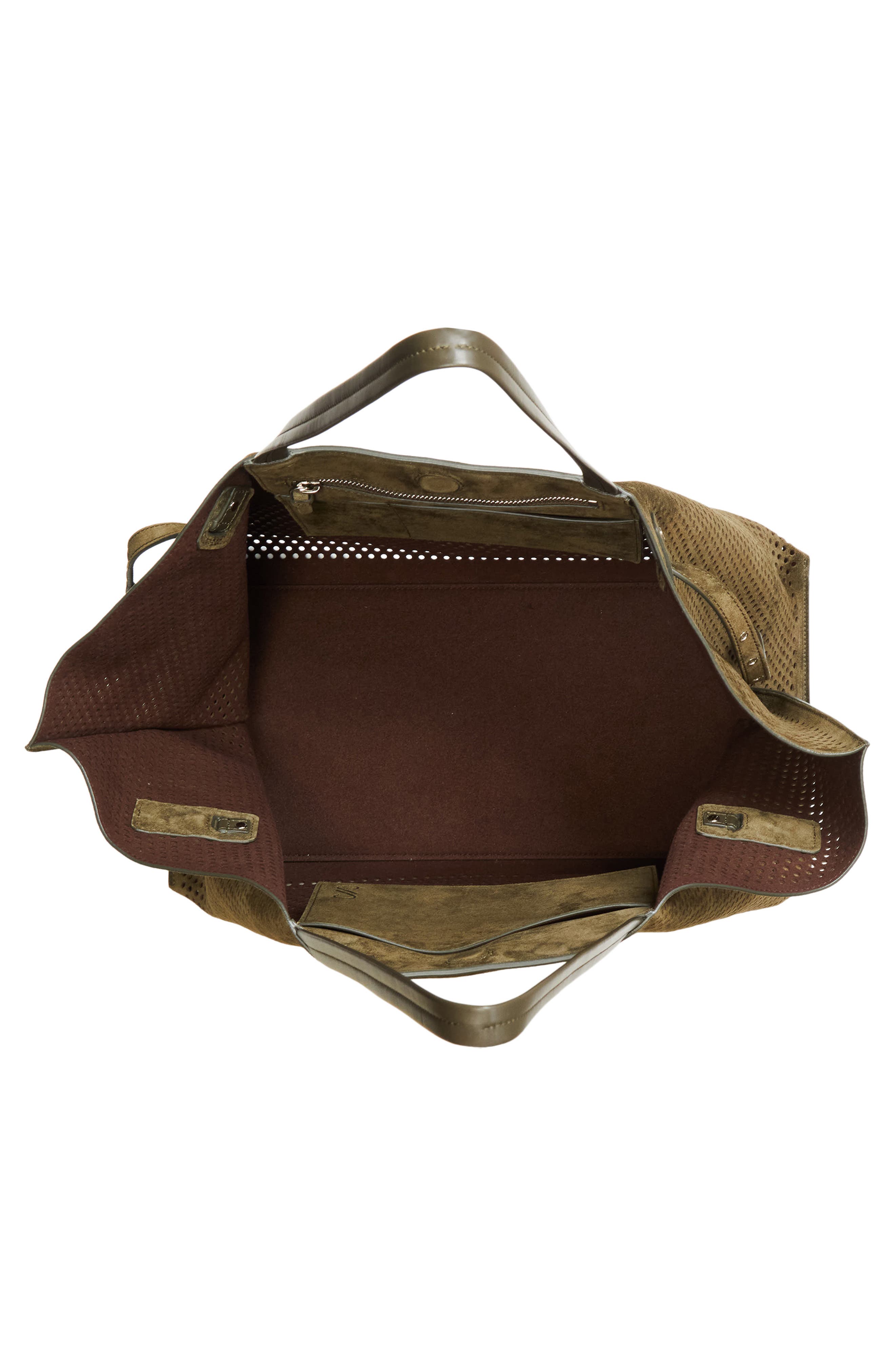 Days Perforated Suede Tote, Alternate, color, OLIVE