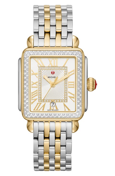 Deco Madison Diamond Dial Two-Tone Bracelet Watch, 33mm