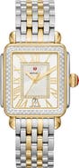MICHELE Deco Madison Diamond Dial Two-Tone Bracelet Watch, 33mm