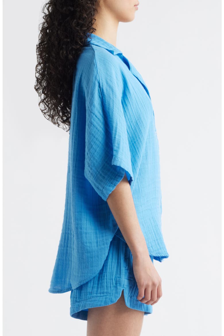 Premium Surf Cotton Gauze Button-Up Shirt, Alternate, color, AZURE BLUE