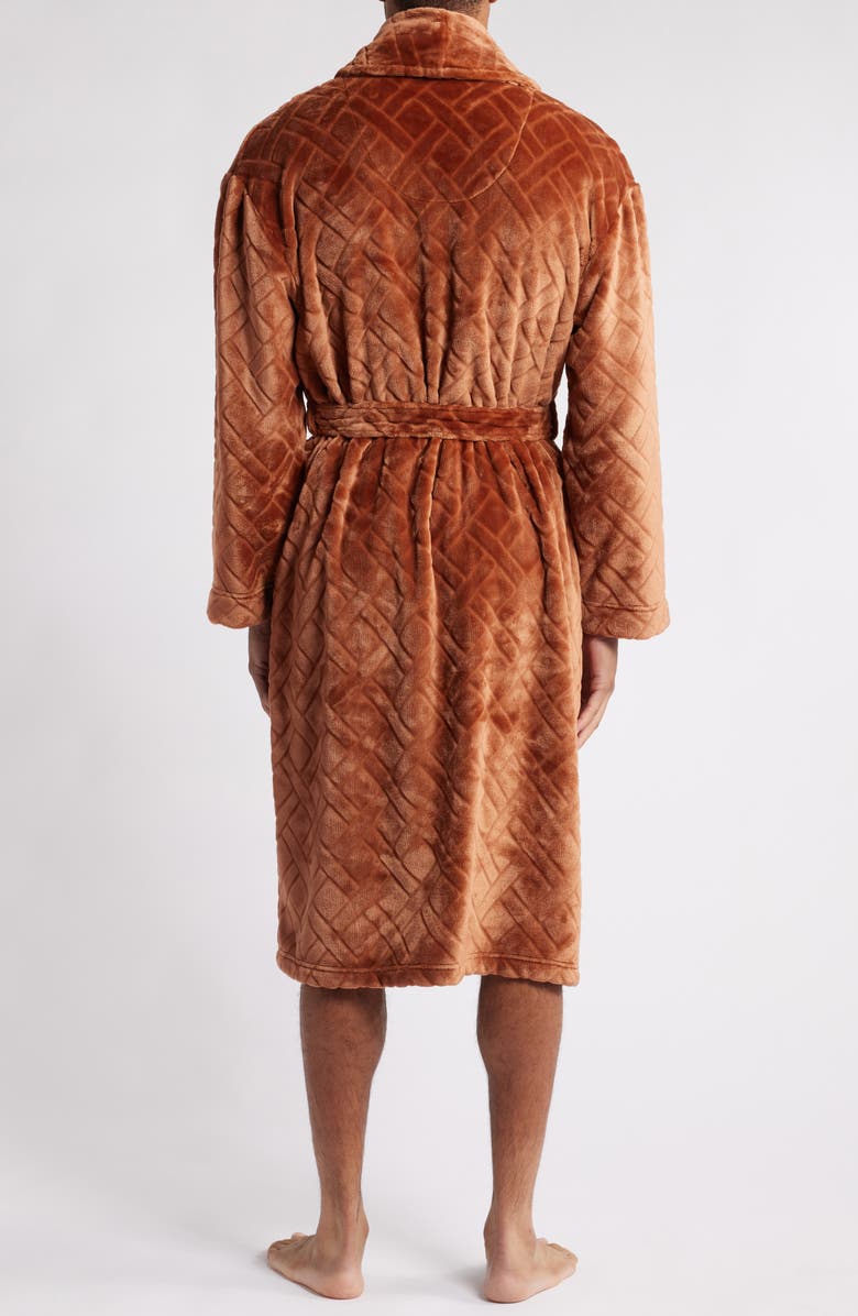 Majestic International Crossroads Basket Weave Fleece Robe, Alternate, color, Sienna