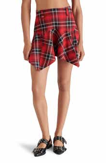 Steve Madden Joss Plaid Handkerchief Hem Miniskirt