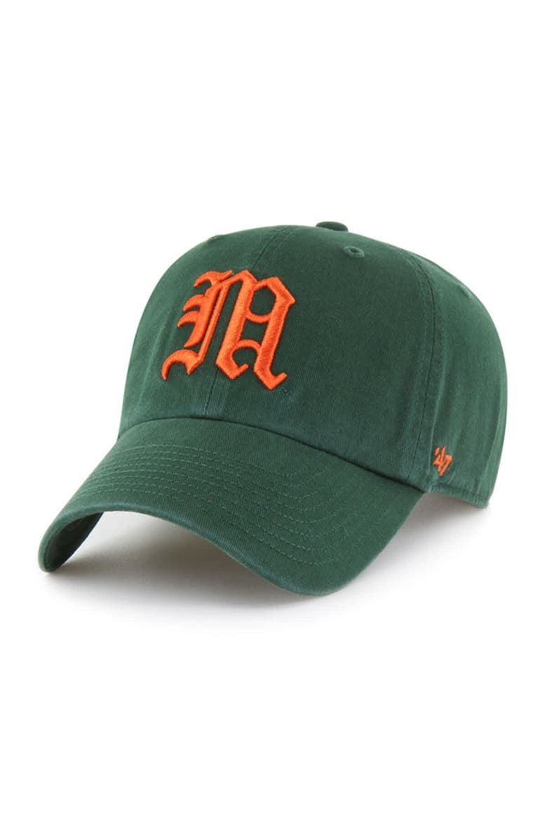 Men's '47 Green Miami Hurricanes Vault Clean Up Adjustable Hat, Main, color, Green