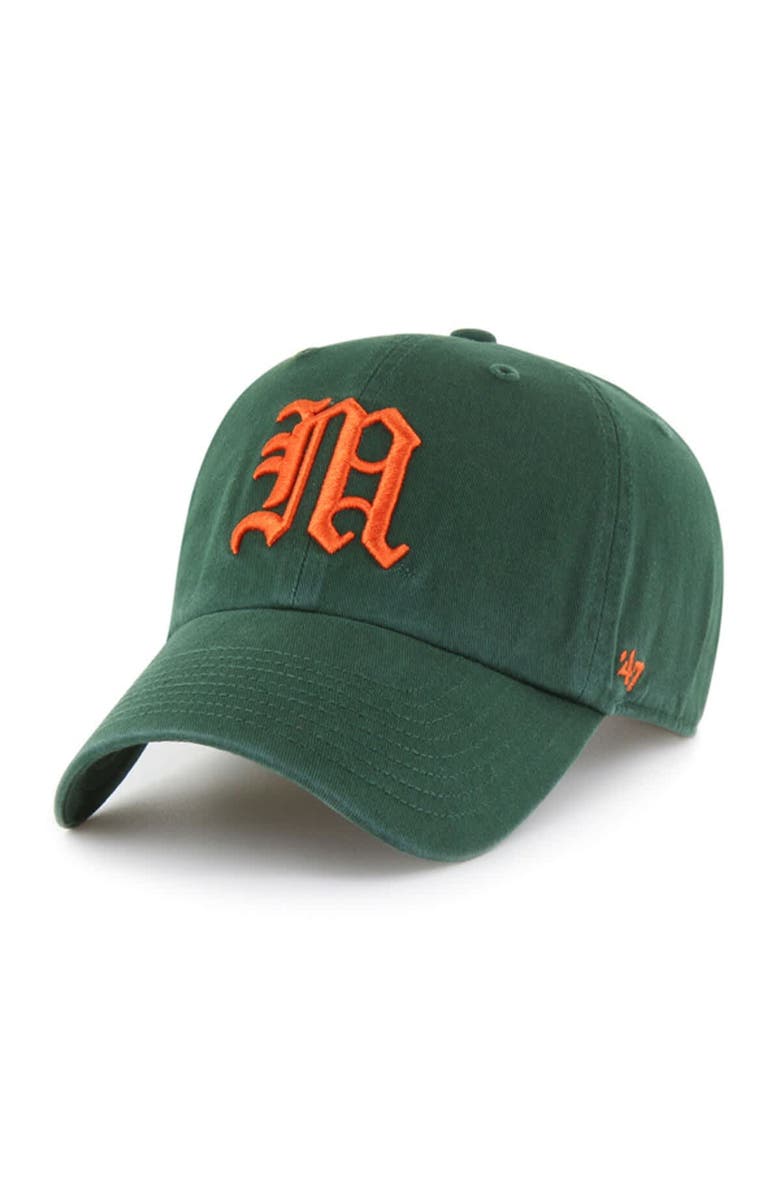 '47 Men's '47 Green Miami Hurricanes Vault Clean Up Adjustable Hat, Main, color, 