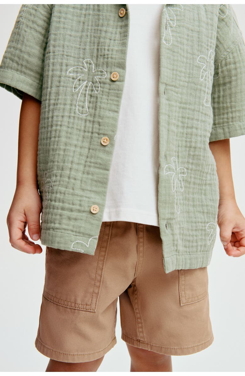 H&M 2-pack Canvas Shorts, Alternate, color, Dark Beige/Dark Khaki Green