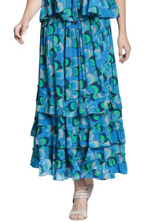 Tiered Pull-On Midi Skirt