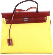 Pre-Owned Hermes Herbag Zip Leather and Toile 31