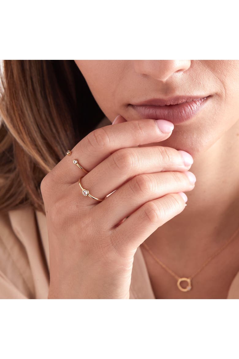 Open Ring with White Topaz, Alternate, color, Gold