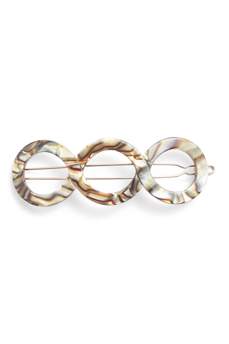 Triple Circle Tige Boule Barrette, Main, color, ONYX
