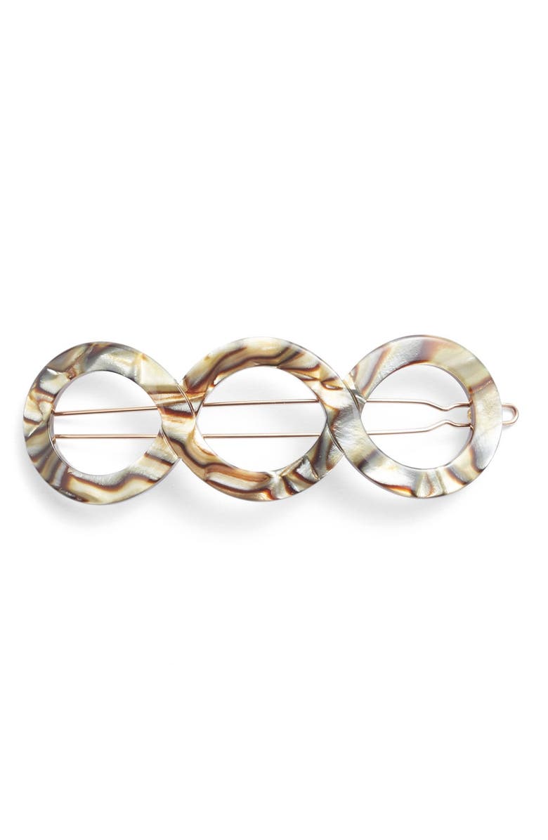 France Luxe Triple Circle Tige Boule Barrette, Main, color, Onyx