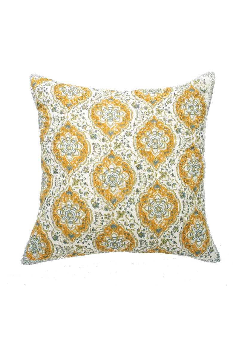 Freddie Ochre Cotton Euro Sham 26" x 26", Main, color, Yellow