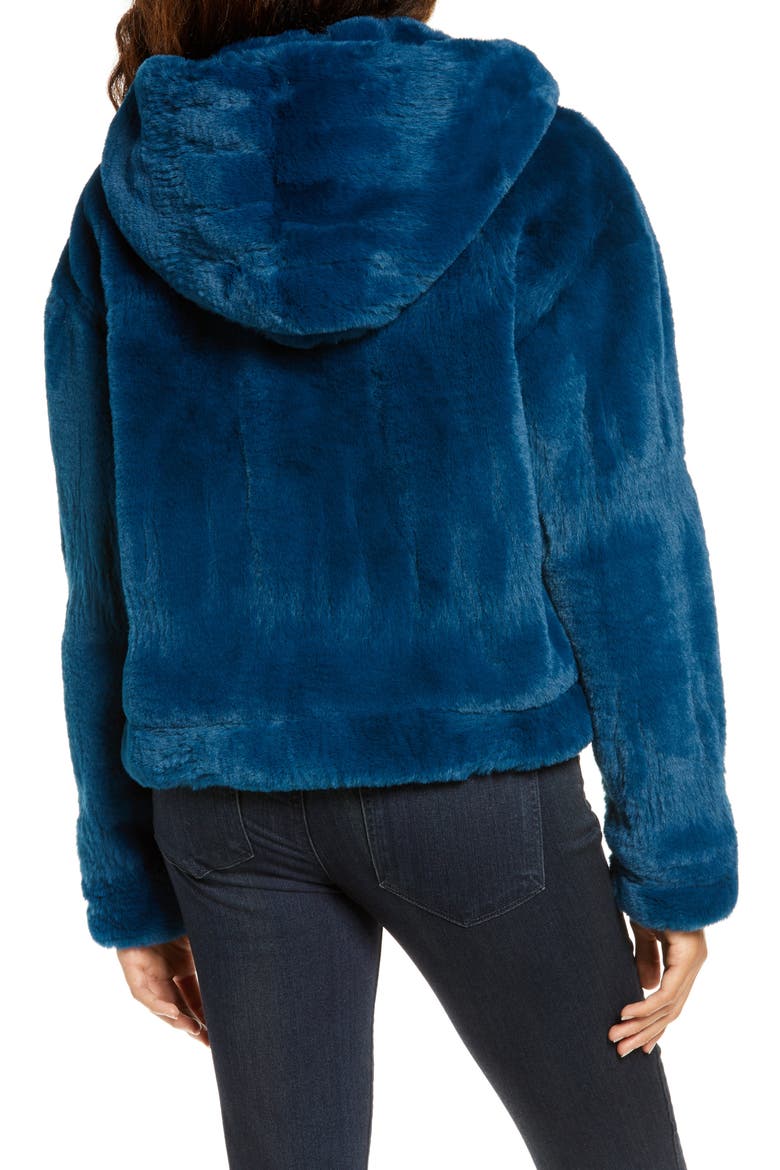 Mandy Faux Fur Hooded Jacket, Alternate, color, DEEP EMERALD