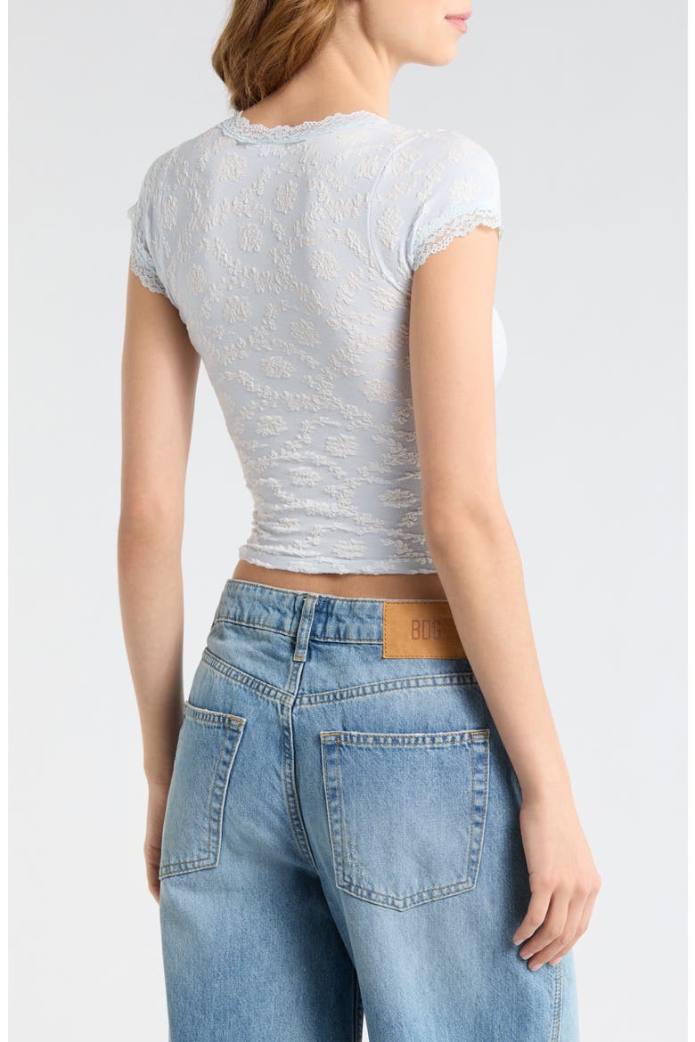 Bella Lace Trim Crop T-Shirt, Alternate, color, PALE BLUE