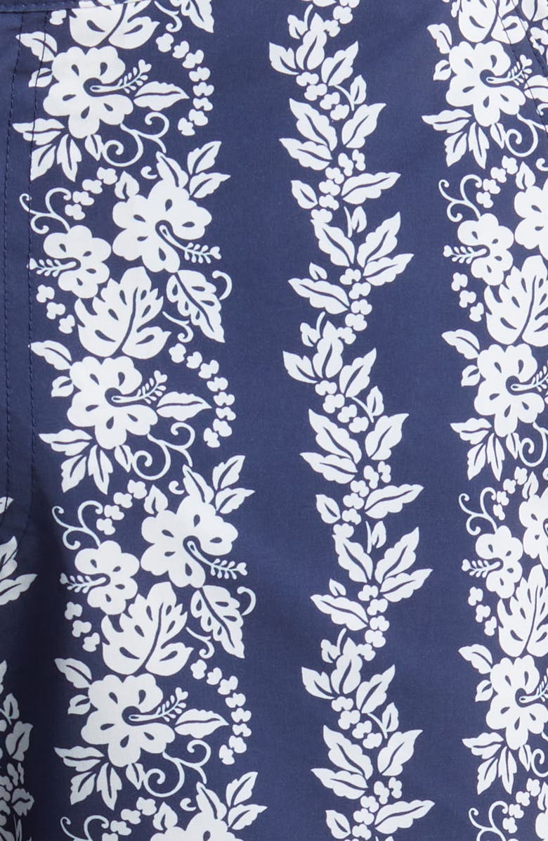 Fair Harbor The Sextant Swim Trunks, Alternate, color, Navy Tropical Bandana