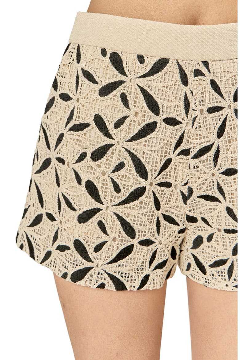 Crochet Shorts, Alternate, color, CREAM/ BLACK