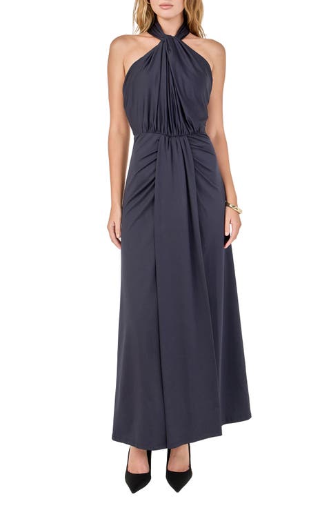 Draped Halter Maxi Dress