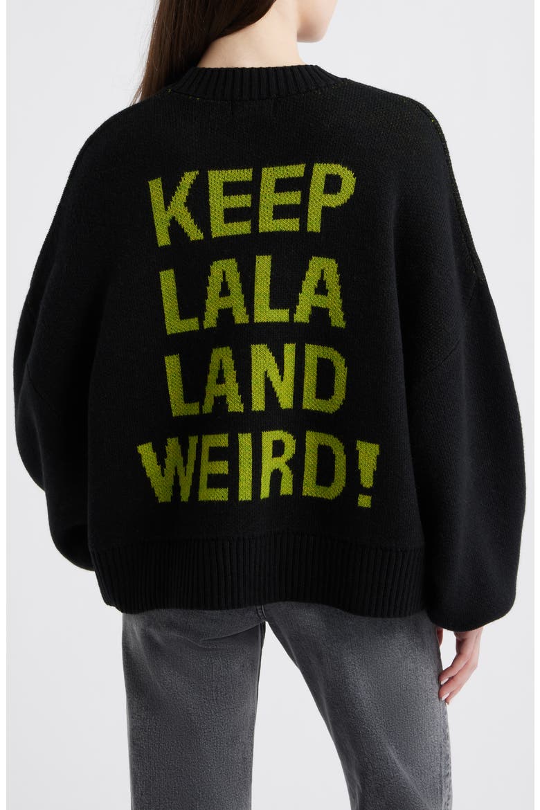 Keep Lalaland Weird Oversize Sweater, Alternate, color, BLACK WITH GREEN ALIEN