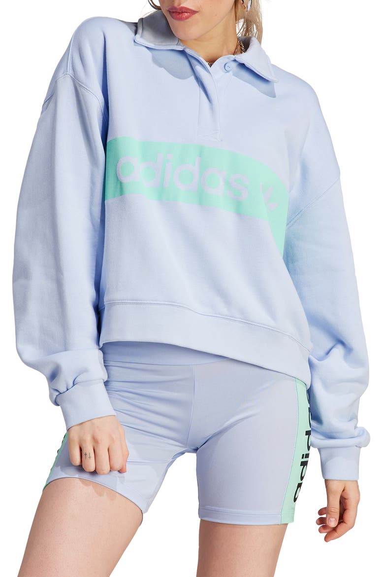 Originals Polo Collar Graphic Sweatshirt, Main, color, BLUE DAWN